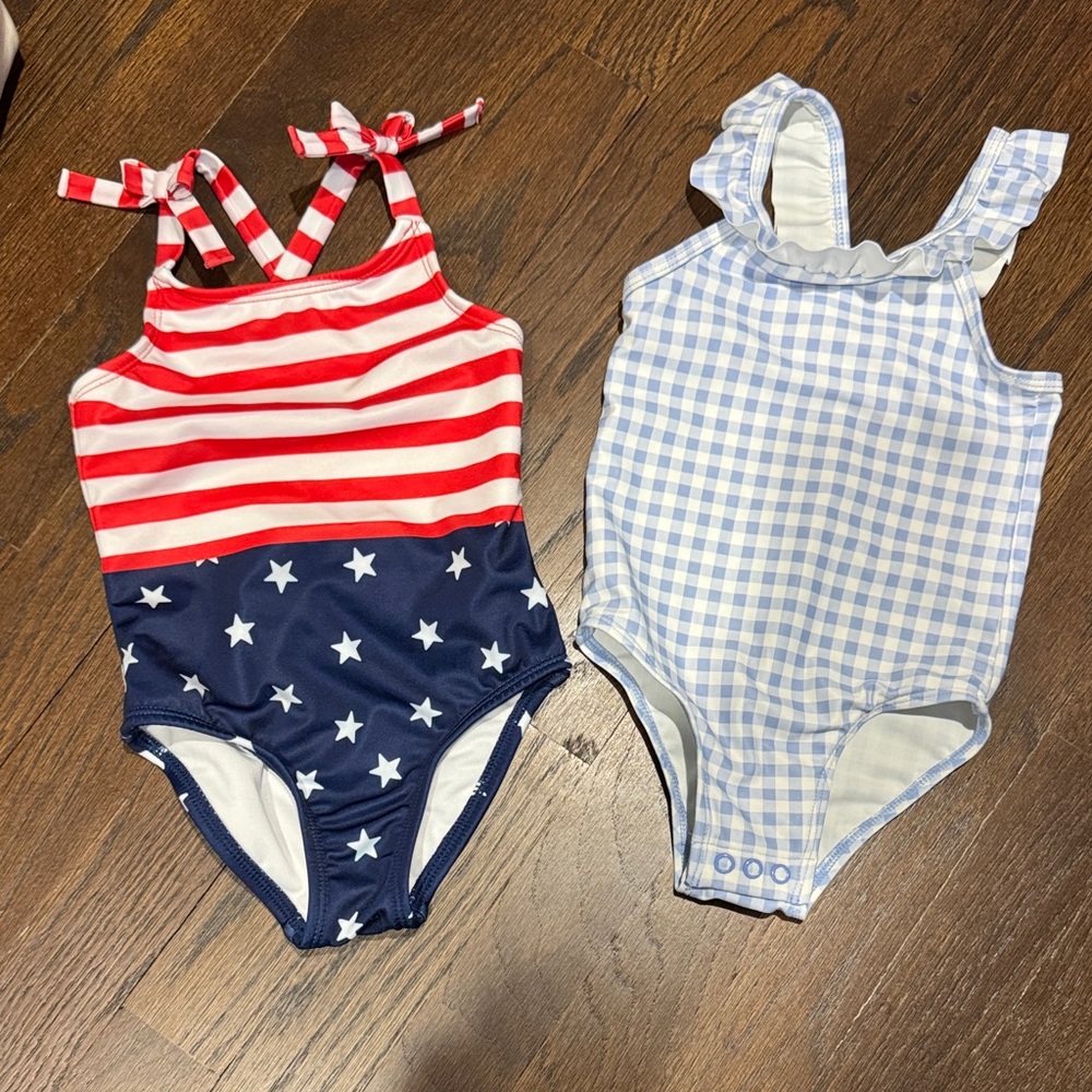 Carters gingham & Cat & Jack Patriotic Striped and Starred Kids One Piece